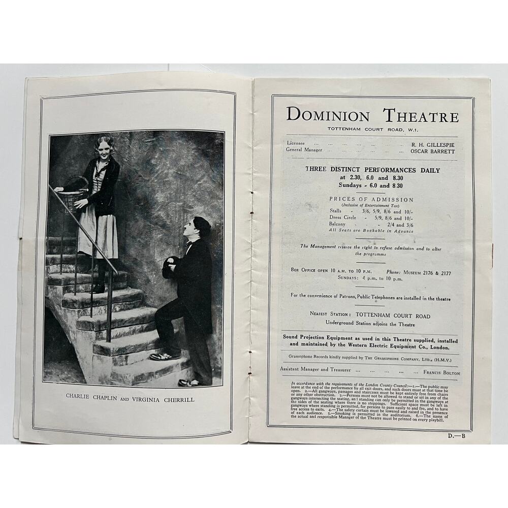 RARE UK 1931 Charlie Chaplin City Lights Movie Program Charles Chaplin Hollywood
